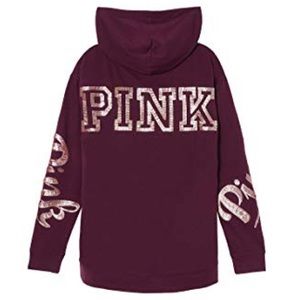 Pink Victoria Secrets Maroon Burgundy Bling Hoodie